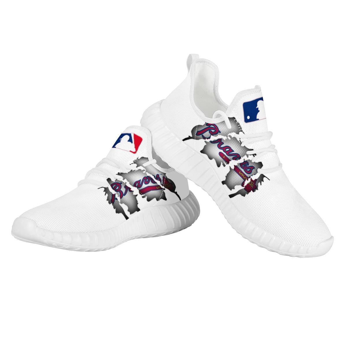 Women's Atlanta Braves Mesh Knit Sneakers/Shoes 003